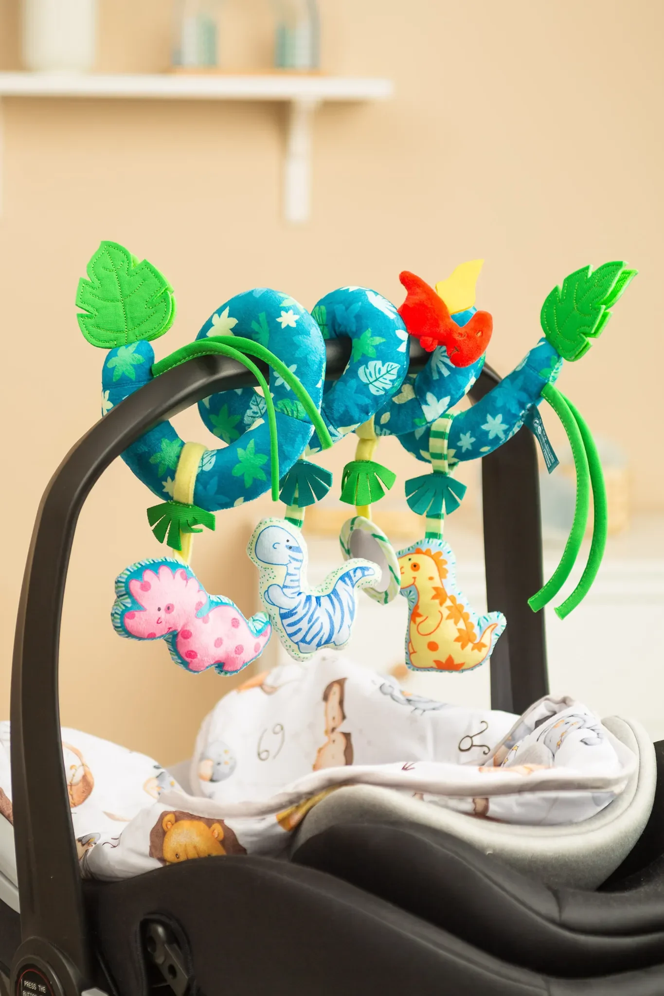 SENSILLO - Kinderwagen Spielzeug Babys, Kinderwagenkette, Spirale Spielzeug, Dino